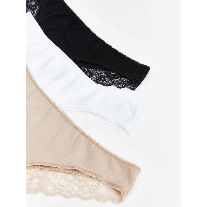 LCW DREAM Siyah Dantel Detaylı Brazilian Külot 3lü Paket