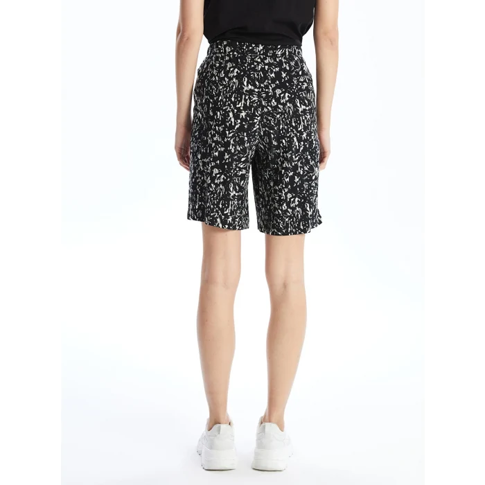 LCWAIKIKI Classic Siyah Beli Lastikli Desenli Kadın Şort