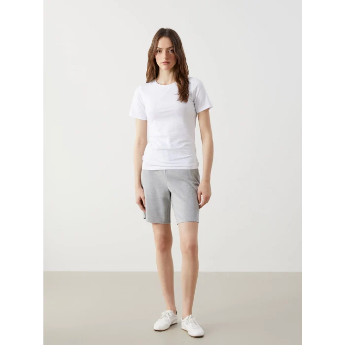 LCWAIKIKI Classic Gri Beli Lastikli Kadın Şort