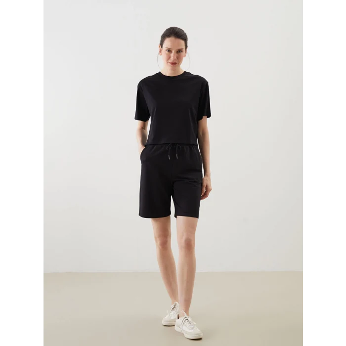 LCWAIKIKI Classic Siyah Beli Lastikli Kadın Şort