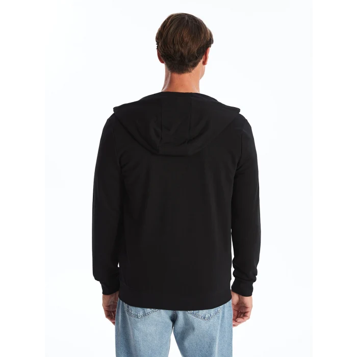 LCWAIKIKI Classic Siyah Kapüşonlu Uzun Kollu Erkek Kalın Fermuarlı Sweatshirt