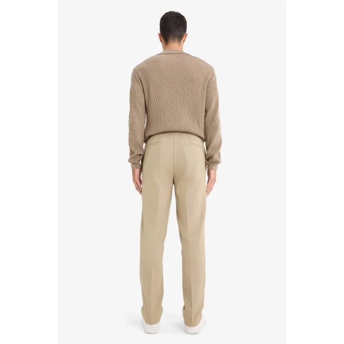 Defacto A9943 Bej Yazlık Kumaş Jogger Pantolon Beli Bağcıklı Lastikli Düz Paça Cepli Her Yöne Esneyen