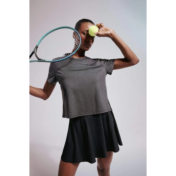 Defacto E2540 Siyah DeFactoFit Bisiklet Yaka Sporcu Kısa Kollu Tişört