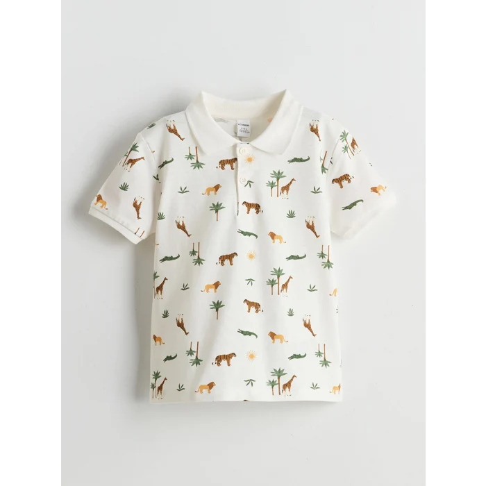 LCW Kids Ekru Baskılı Erkek Çocuk Tişört ve Şort 2li