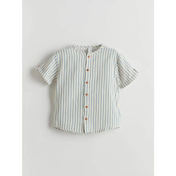 LCW Kids Bej Çizgili Erkek Çocuk Gömlek ve Şort 2li