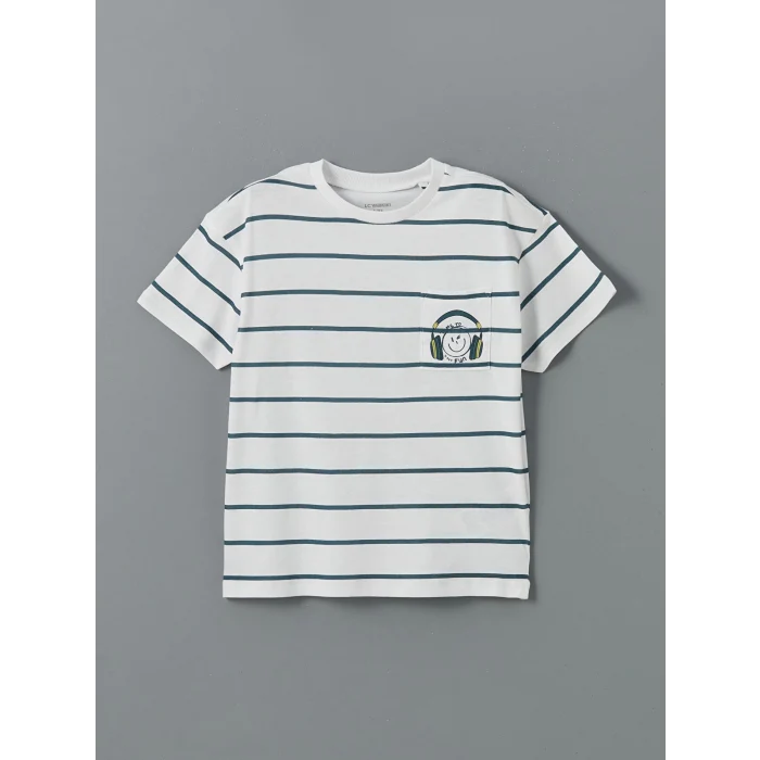 LCW Kids Beyaz Çizgili Erkek Çocuk Tişört ve Şort 2li