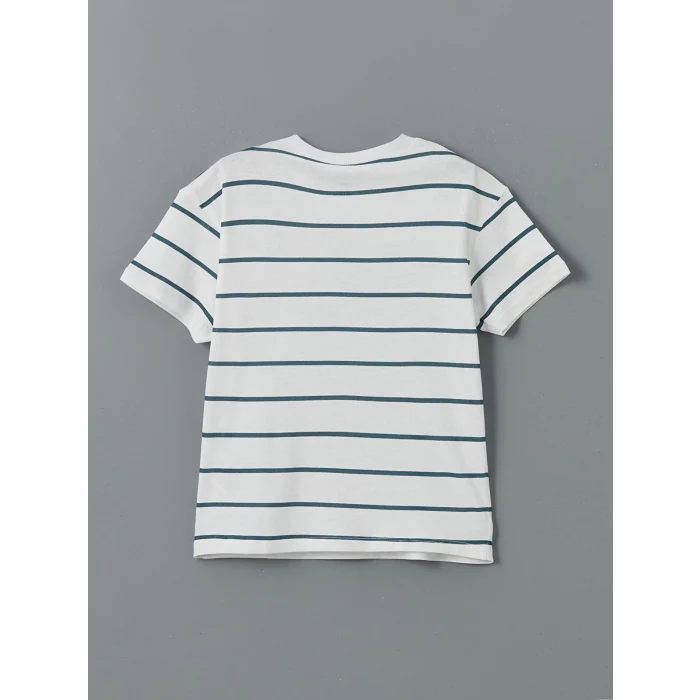 LCW Kids Beyaz Çizgili Erkek Çocuk Tişört ve Şort 2li