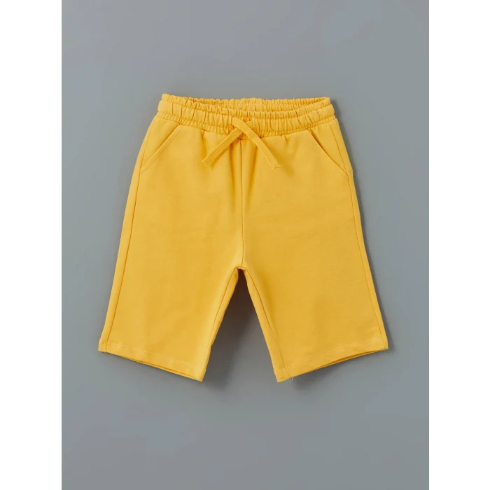 LCW Kids Bej Bisiklet Yaka Baskılı Erkek Çocuk Tişört ve Şort 2li