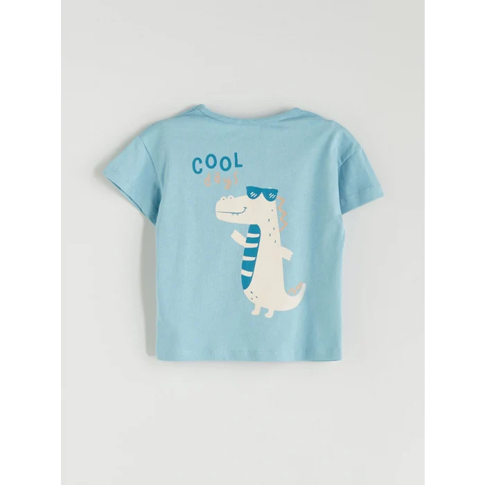 LCW baby Mavi Dinozor Baskılı Erkek Bebek Pijama Takım