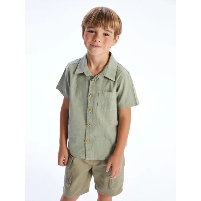 LCW Kids Yeşil Basic Cepli Erkek Çocuk Poplin Gömlek
