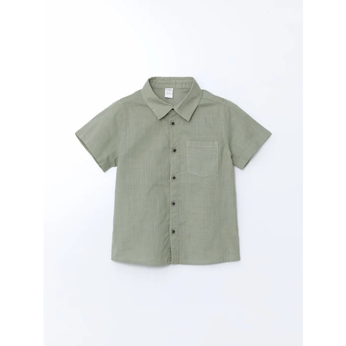 LCW Kids Yeşil Basic Cepli Erkek Çocuk Poplin Gömlek