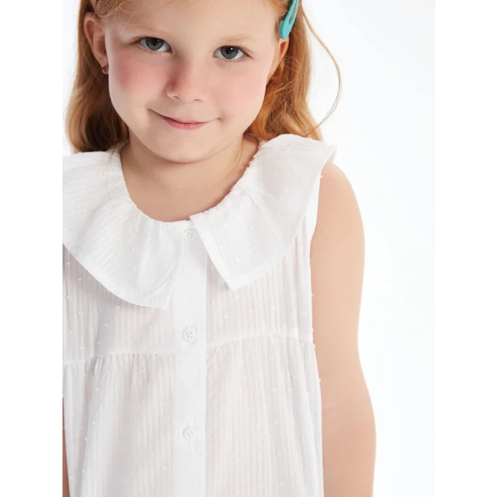 LCW Kids Beyaz Bebe Yaka Kız Çocuk Bluz