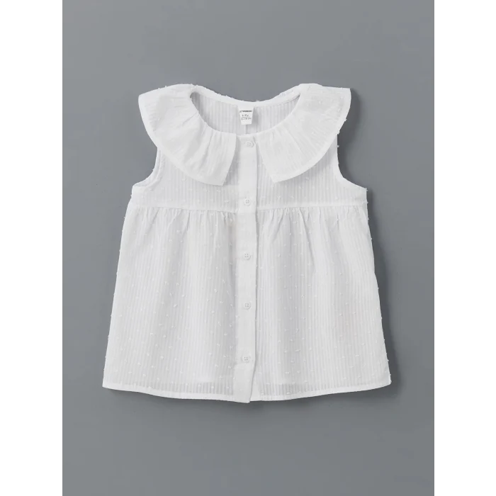 LCW Kids Beyaz Bebe Yaka Kız Çocuk Bluz