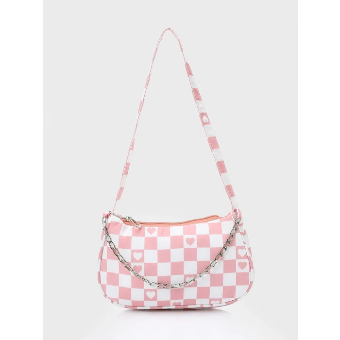 LCW ACCESSORIES Pembe Ekose Desenli Kız Çocuk Baget Çanta