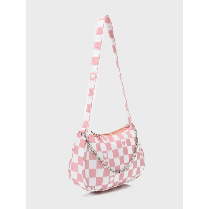 LCW ACCESSORIES Pembe Ekose Desenli Kız Çocuk Baget Çanta