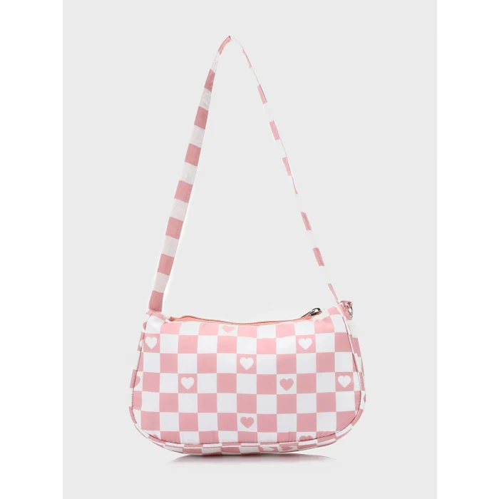 LCW ACCESSORIES Pembe Ekose Desenli Kız Çocuk Baget Çanta