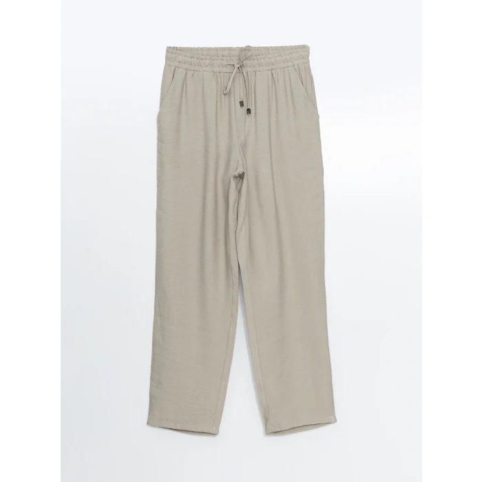 LCWAIKIKI Classic Bej Beli Lastikli Havuç Kesim Kadın Pantolon