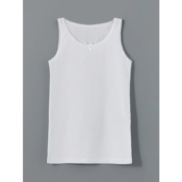 LCW Kids Beyaz Bisiklet Yaka Kız Çocuk Atlet 2li