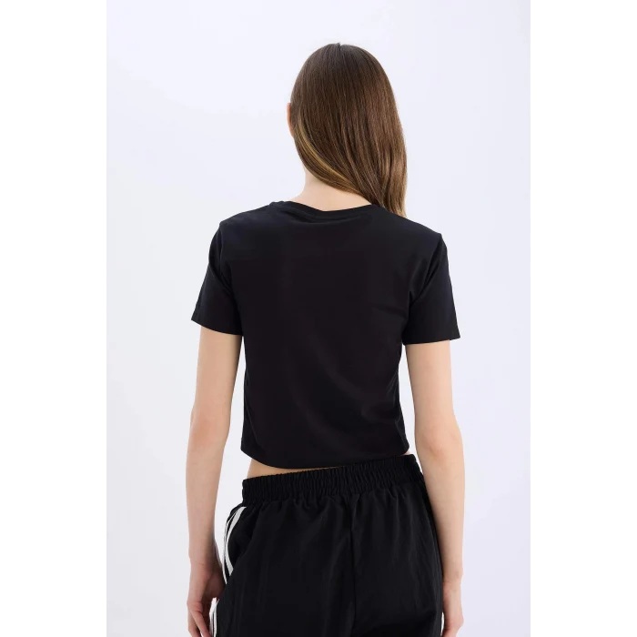 Defacto Z8790 Siyah Coool Fitted Bisiklet Yaka Basic Düz Kısa Kollu Tişört