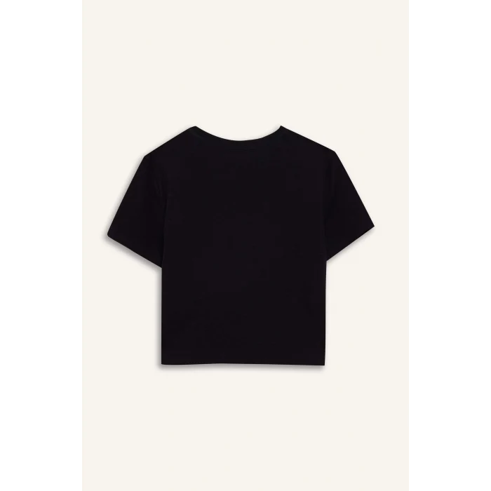 Defacto Z8790 Siyah Coool Fitted Bisiklet Yaka Basic Düz Kısa Kollu Tişört