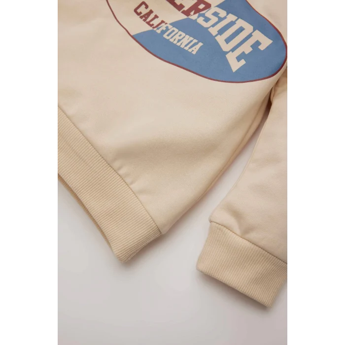 Defacto E0324 Mavi Erkek Bebek 2li Takım Bisiklet Yaka Baskılı Sweatshirt Beli Lastikli Eşofman Altı