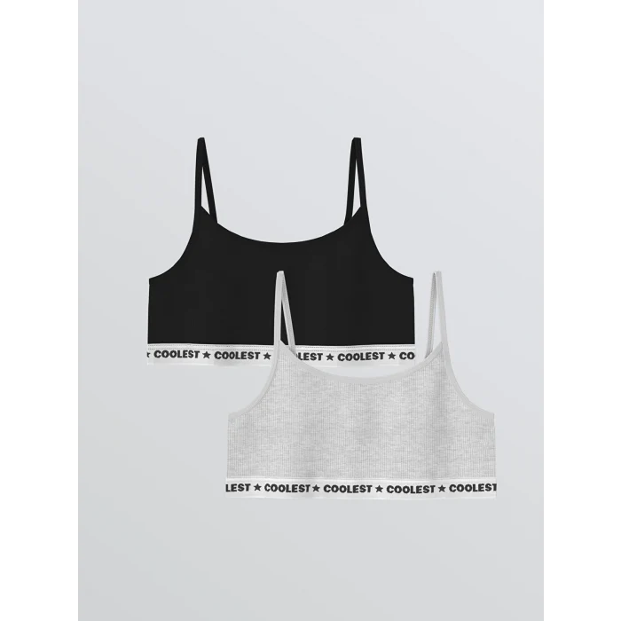 LCW Kids Siyah Baskılı Kız Çocuk Büstiyer 2li