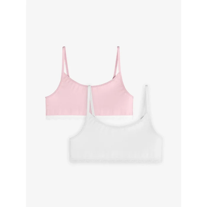 LCW Kids Beyaz Dantel Detaylı Kız Çocuk Büstiyer 2li