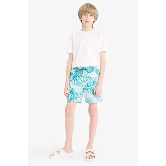 Defacto E5182 Mavi Erkek Çocuk Floral Deniz Şortu