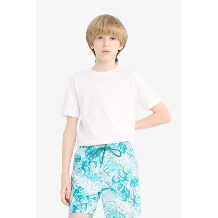Defacto E5182 Mavi Erkek Çocuk Floral Deniz Şortu