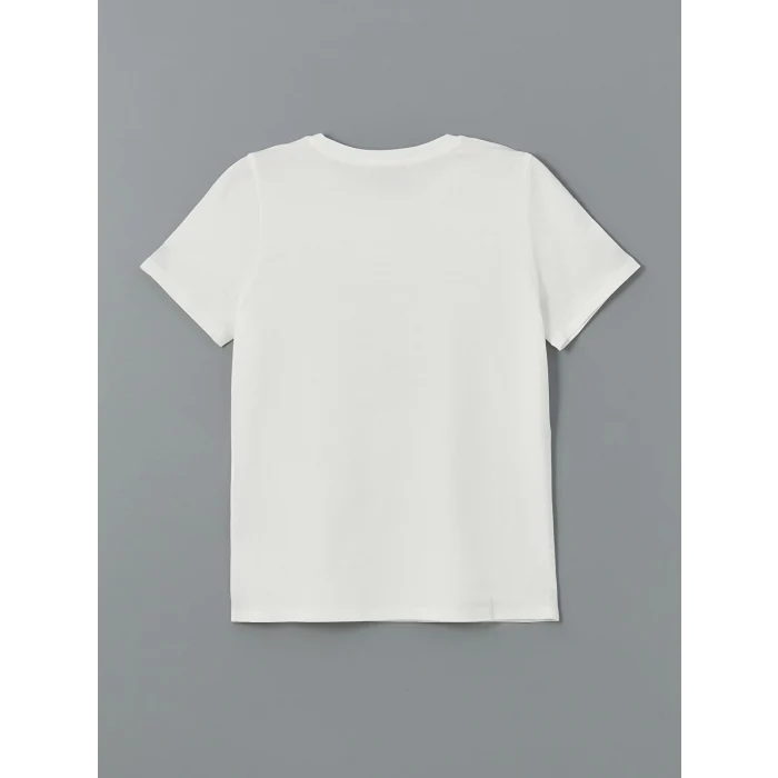 LCW Vision Ekru Bisiklet Yaka Leopar Baskılı Kadın Tişört