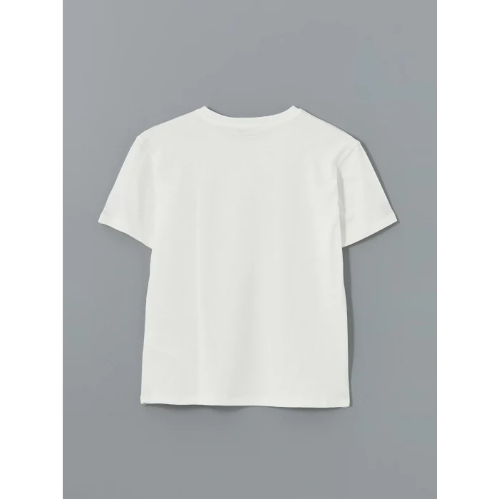 LCW Vision Ekru Bisiklet Yaka Leopar Baskılı Kadın Tişört