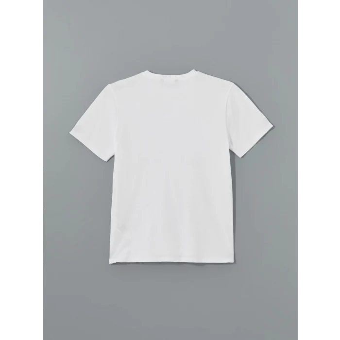 LCW Vision Ekru Bisiklet Yaka Baskılı Kadın Tişört