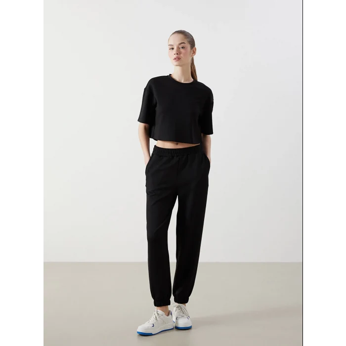 XSIDE ACTIVE Siyah Beli Lastikli Kadın Jogger Eşofman Altı