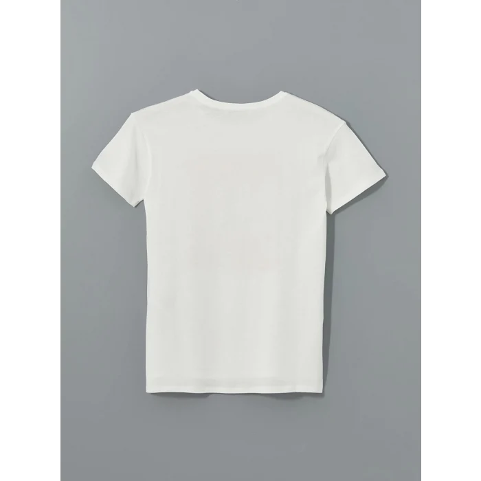 LCWAIKIKI Classic Ekru Bisiklet Yaka Çiçekli Kadın Tişört