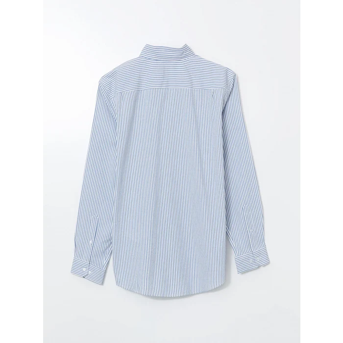 LCW Vision Mavi Regular Fit Uzun Kollu Çizgili Erkek Gömlek