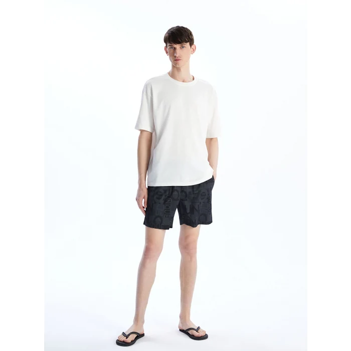 XSIDE Siyah Kısa Boy Desenli Erkek Deniz Şortu