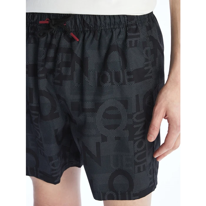 XSIDE Siyah Kısa Boy Desenli Erkek Deniz Şortu