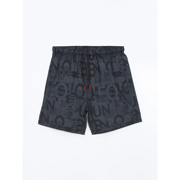 XSIDE Siyah Kısa Boy Desenli Erkek Deniz Şortu