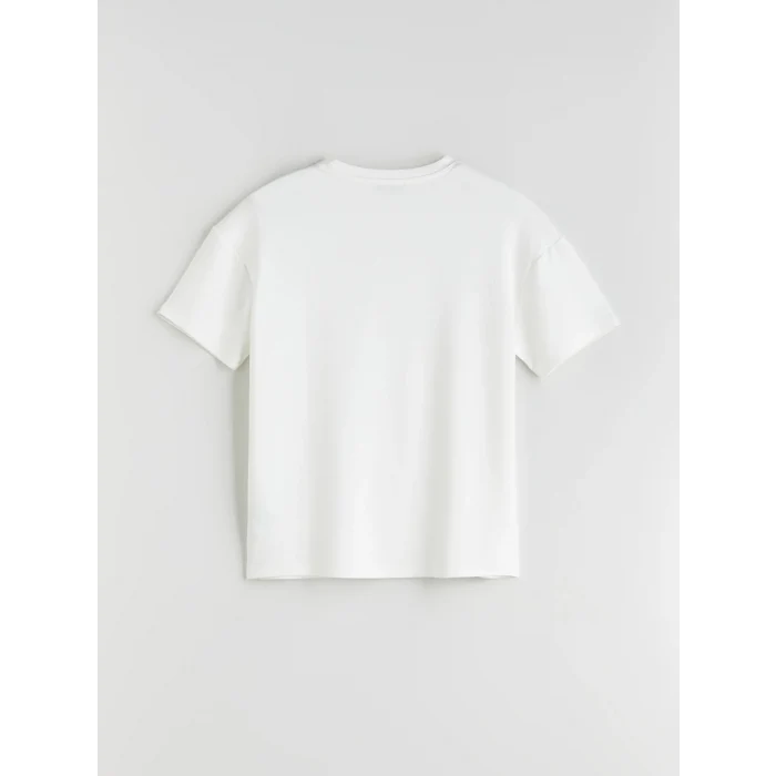 LCW Vision Ekru Bisiklet Yaka Oversize Kadın Tişört