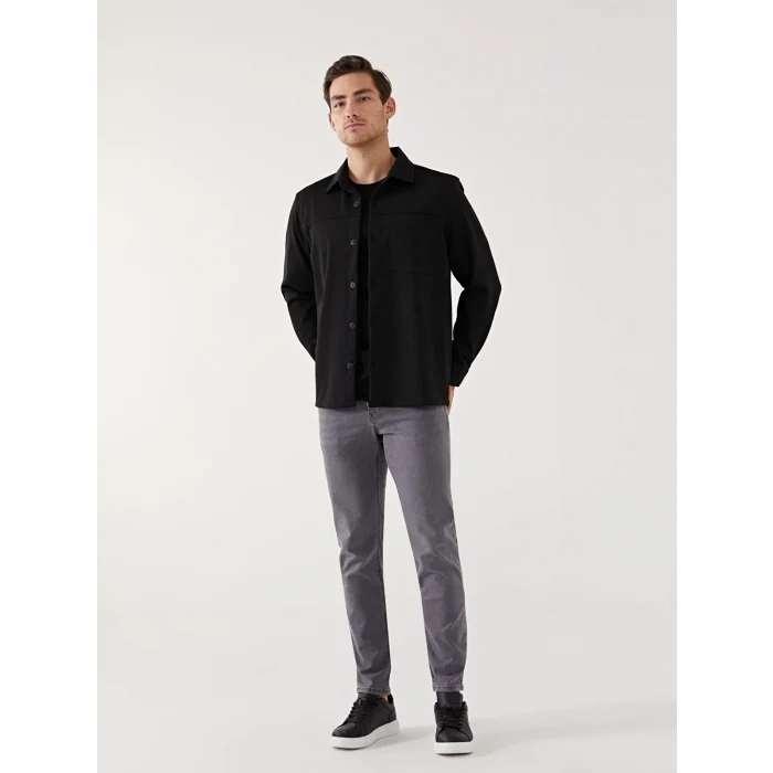 SOUTHBLUE Siyah Regular Fit Uzun Kollu Erkek Gömlek Ceket