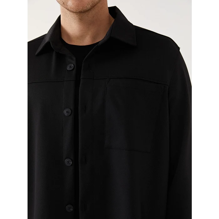 SOUTHBLUE Siyah Regular Fit Uzun Kollu Erkek Gömlek Ceket