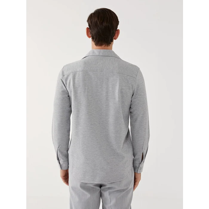 LCW Vision Gri Slim Fit Uzun Kollu Erkek Gömlek