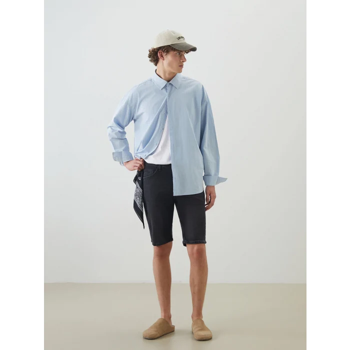 LCW Jeans Antrasit Slim Fit Erkek Jean Şort