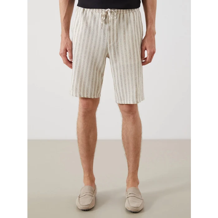 LCW Vision Bej Standart Kalıp Çizgili Erkek Şort