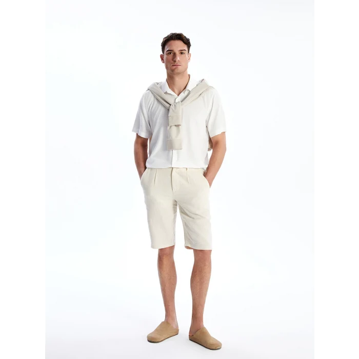 SOUTHBLUE Bej Standart Kalıp Keten Karışımlı Erkek Şort