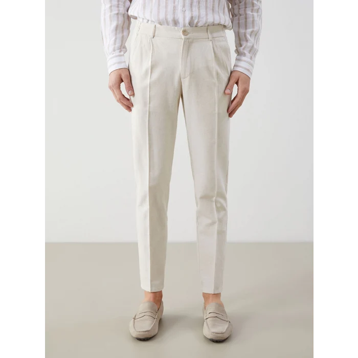 SOUTHBLUE Bej Standart Kalıp Keten Karışımlı Erkek Pantolon