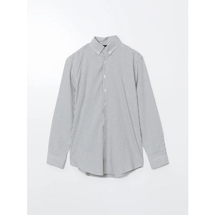 LCW Vision Haki Regular Fit Uzun Kollu Çizgili Erkek Gömlek