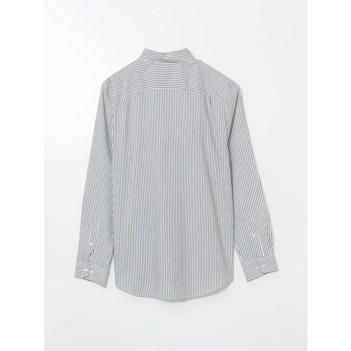 LCW Vision Haki Regular Fit Uzun Kollu Çizgili Erkek Gömlek