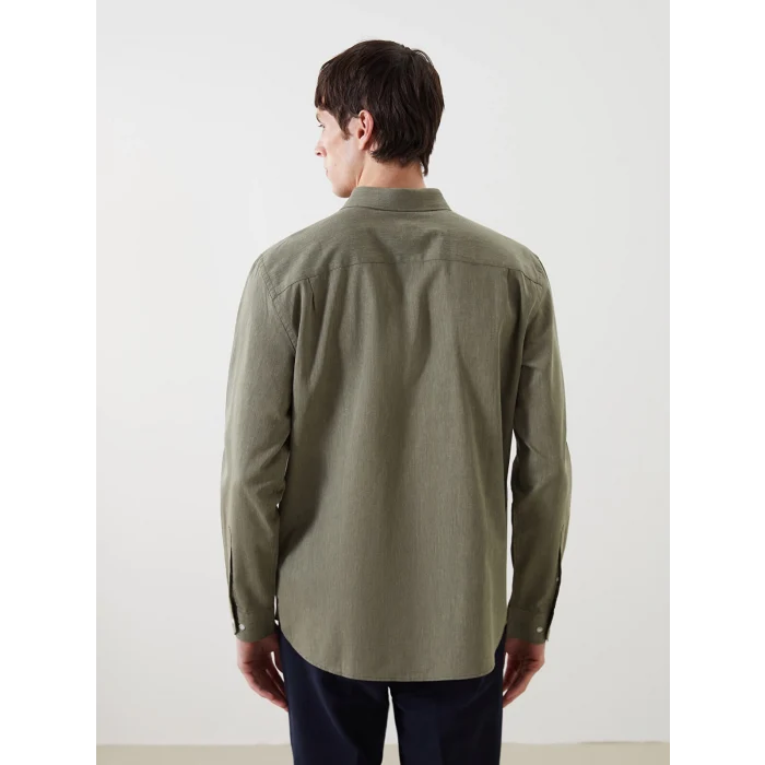 SOUTHBLUE Haki Regular Fit Uzun Kollu Keten Karışımlı Erkek Gömlek