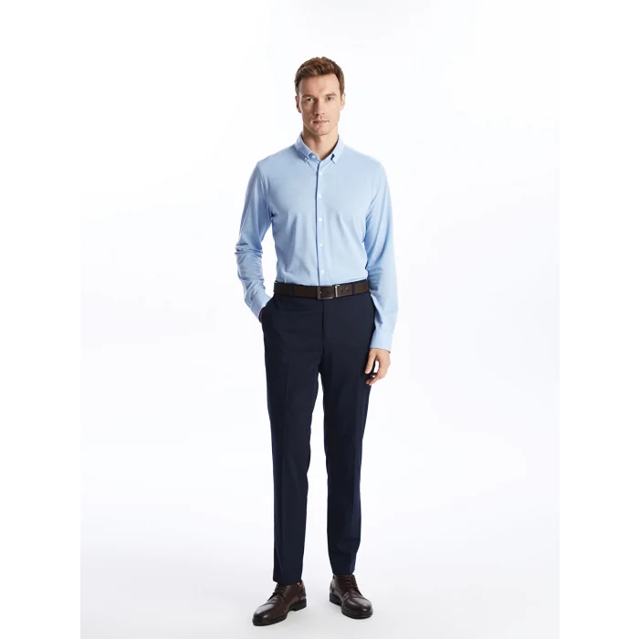 LCW Vision Mavi Slim Fit Uzun Kollu Oxford Erkek Gömlek